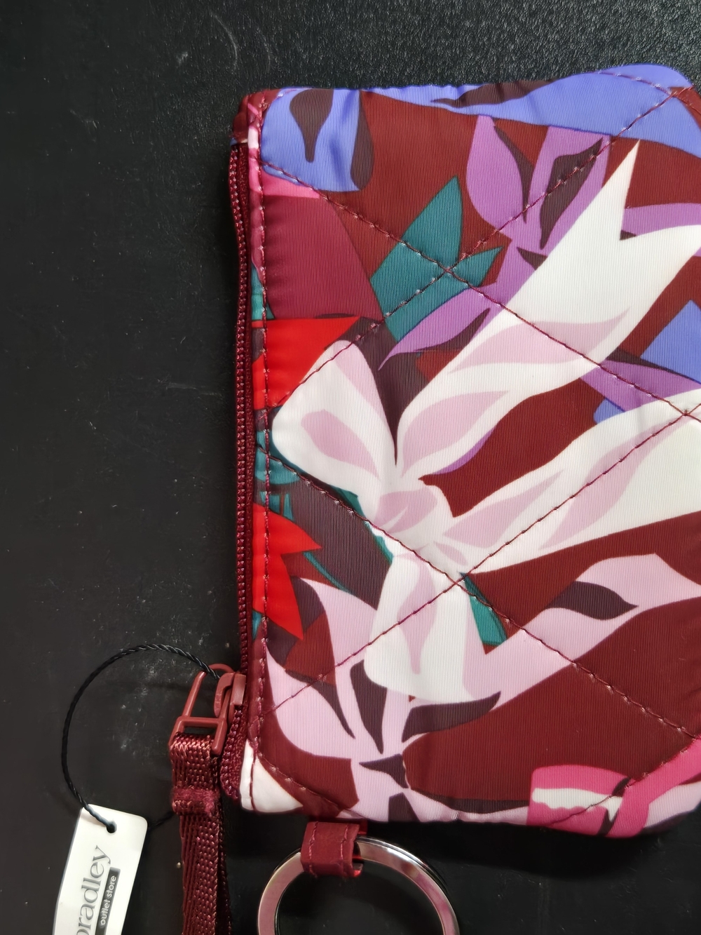 Vera Bradley Quilted Floral Zip Wristlet in Pink, Burgundy & Teal NWT